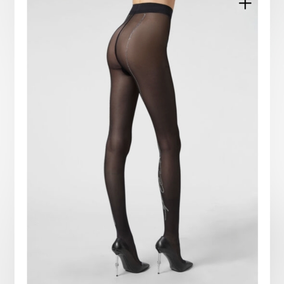 Plein Signature Stripe Rhinestone tights - Picture 2 of 4